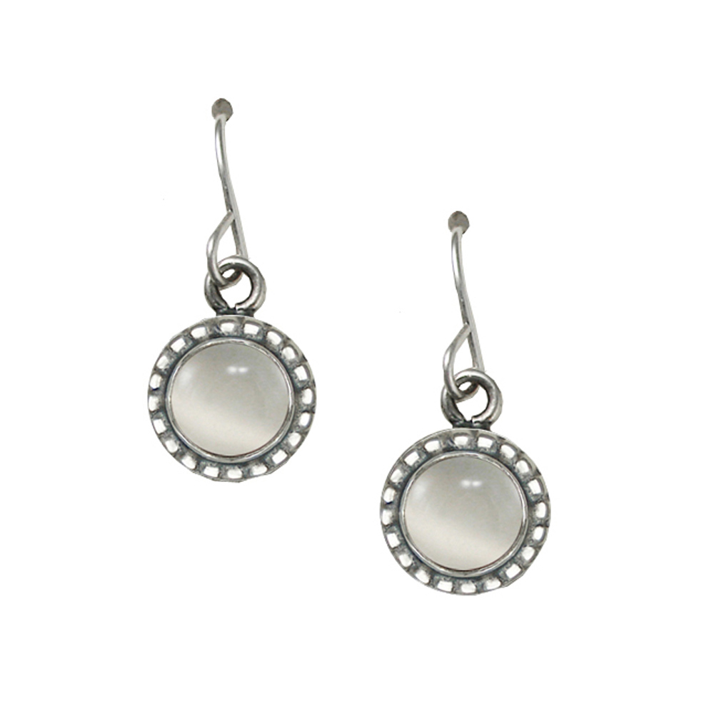 Sterling Silver Small White Moonstone Gemstone Drop Dangle Earrings